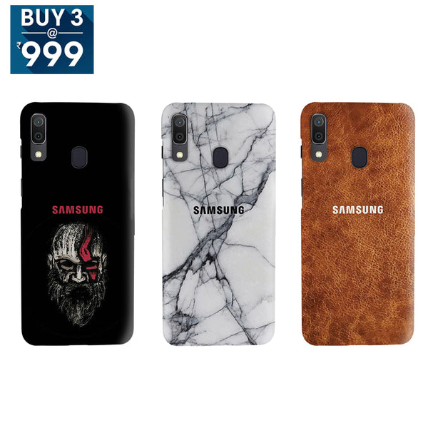 Combo Offer On Beard, Deasert And Military Camo Pattern Mobile Case For Galaxy A20 ( Pack Of 3 )