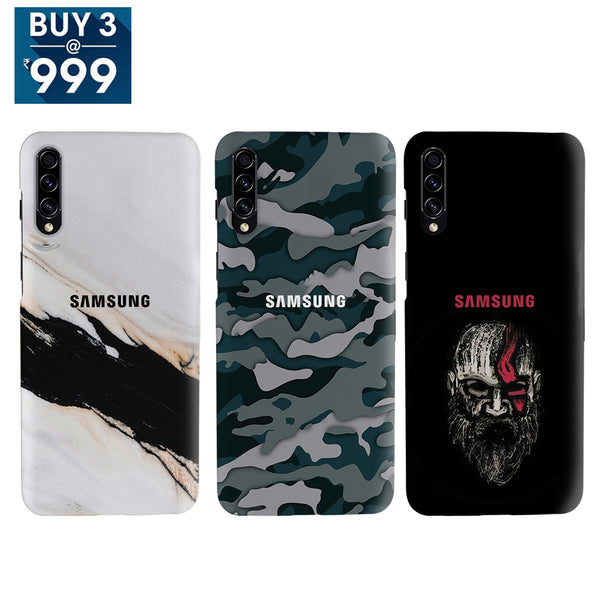 Combo Offer On Natural Marble, Beard And Green Camo Pattern Mobile Case For Galaxy A30S ( Pack Of 3 )