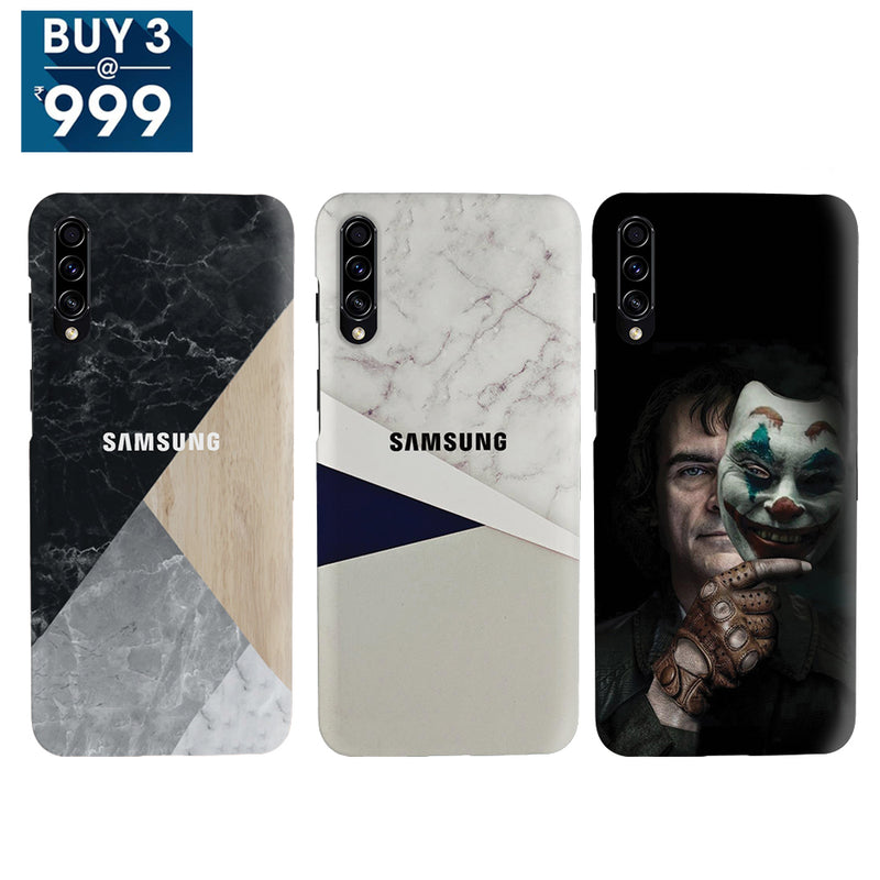 Combo Offer On Joker, And Marble With Colours Pattern Mobile Case For Galaxy A70 ( Pack Of 3 )