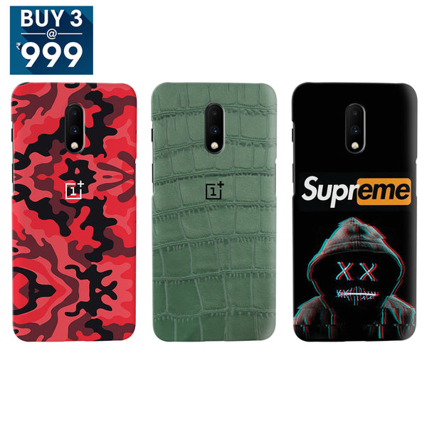 Combo Offer On Red Camo, Superme And Green Pattern Mobile Case For Oneplus 6T ( Pack Of 3 )