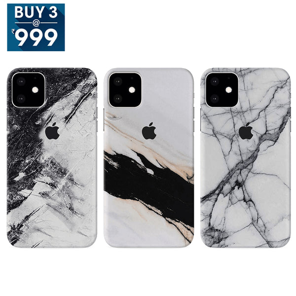 Combo Offer On Natural Marble Pattern Mobile Case For iPhone 11 ( Pack Of 3 )