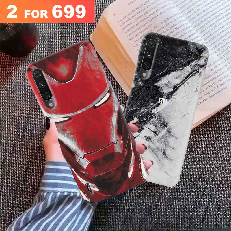 Combo Offer On Iron Man And Marble Pattern Mobile Case For Redmi A3 ( Pack Of 2 )