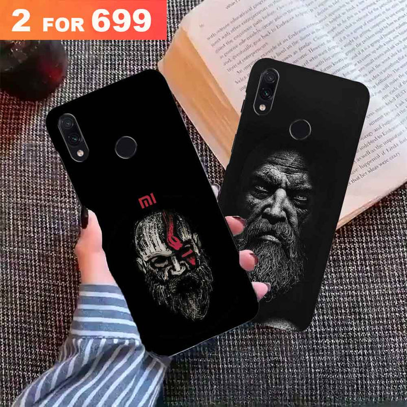 Combo Offer On Black And White Beard Man And Old Beard Man Pattern Mobile Case For Redmi Note 7 Pro ( Pack Of 2 )