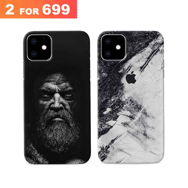 Combo Offer On Beard And Marble Pattern Mobile Case For iPhone 11 ( Pack Of 2 )