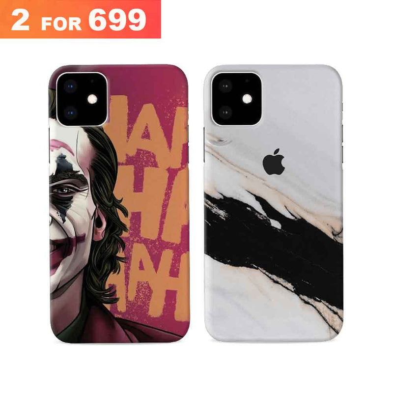 Combo Offer On Joker And Designed Marble Pattern Mobile Case For iPhone 11 ( Pack Of 2 )