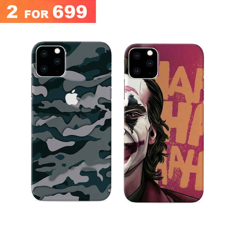 Combo Offer On Ha Ha Ha - Joker And Green Camo Pattern Mobile Case For iPhone 11 Pro Max ( Pack Of 2 )