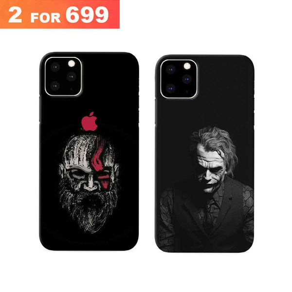 Combo Offer On Black And White Joker And Beard Old Man Pattern Mobile Case For IPhone 11 Pro Max ( Pack Of 2 )