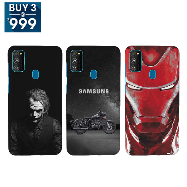 Combo Offer On Biker, Iron Man And Joker Pattern Mobile Case For Galaxy M30s ( Pack Of 3 )