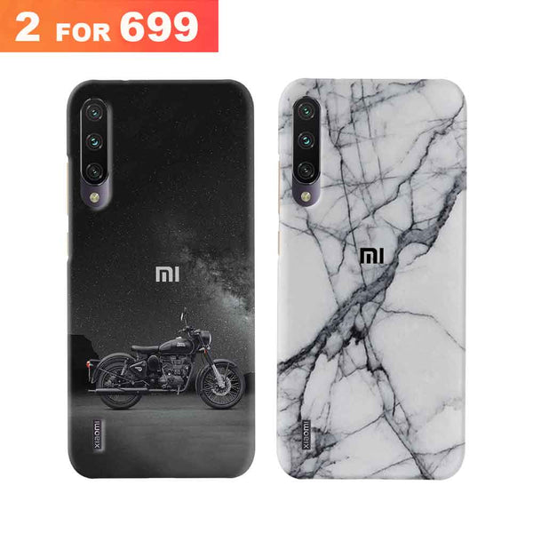 Combo Offer On Biker And Marble Pattern Mobile Case For Redmi A3 ( Pack Of 2 )