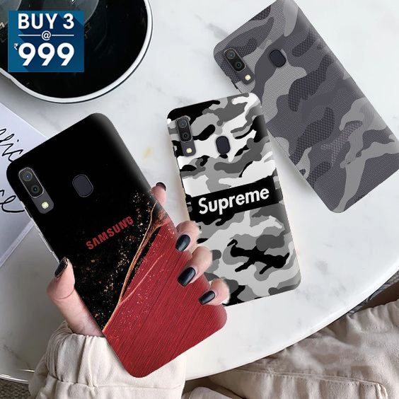 Combo Offer On Red And Black, Superme And Camo Pattern Mobile Case For Galaxy A30 ( Pack Of 3 )