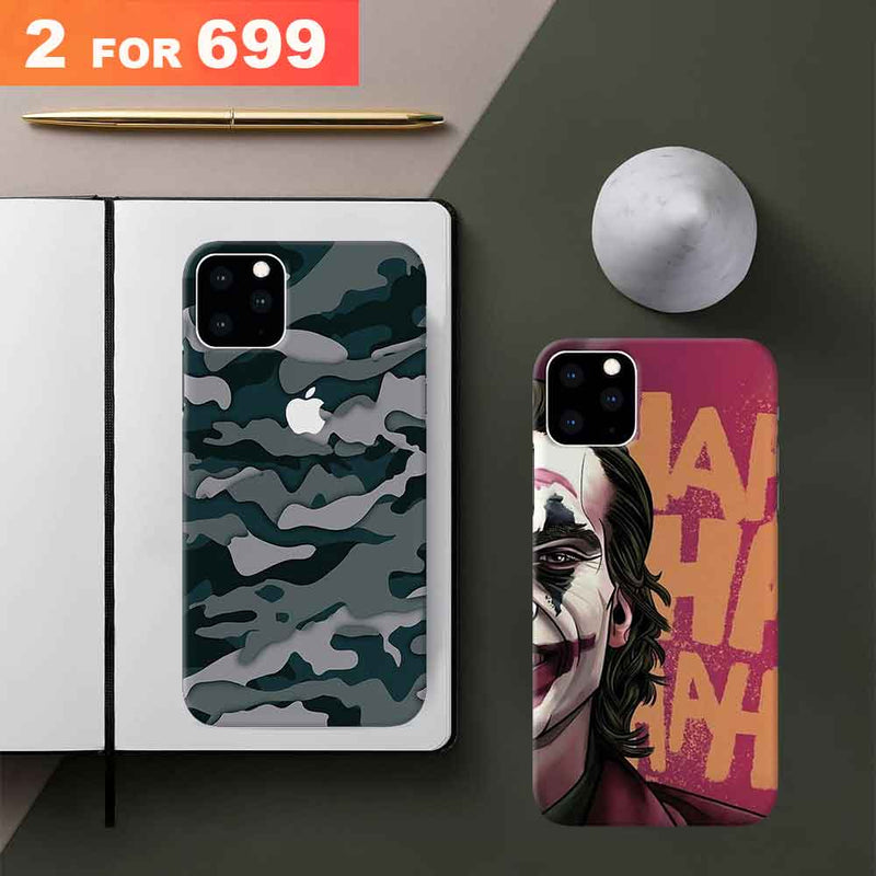 Combo Offer On Ha Ha Ha - Joker And Green Camo Pattern Mobile Case For iPhone 11 Pro Max ( Pack Of 2 )