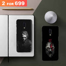 Combo Offer On Black And White Joker And Beard Old Man Pattern Mobile Case For Oneplus 6T ( Pack Of 2 )