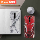 Combo Offer On Iron Man And Marble Pattern Mobile Case For Oneplus 7T Pro ( Pack Of 2 )