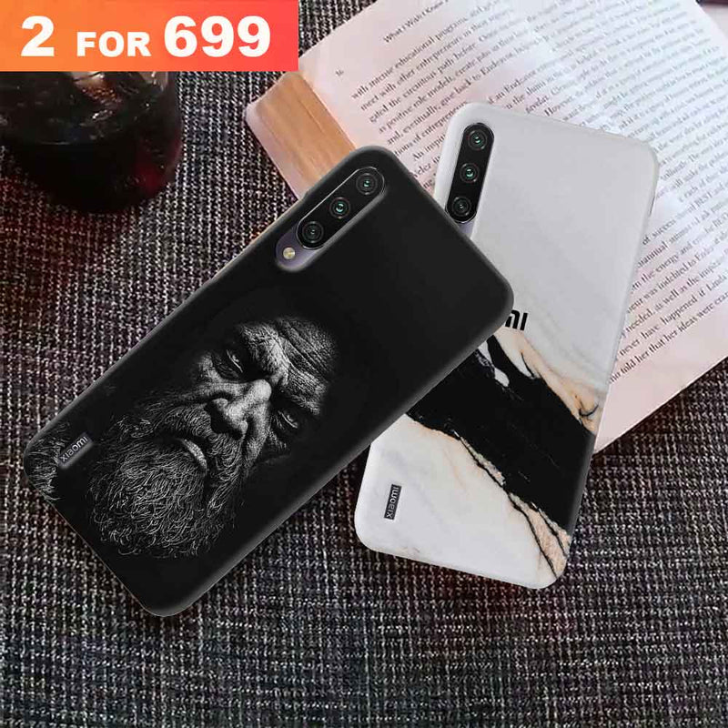 Combo Offer On Beard And Marble Pattern Mobile Case For Redmi A3 ( Pack Of 2 )