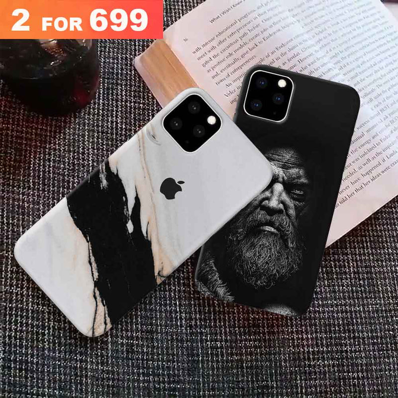 Combo Offer On Beard And Marble Pattern Mobile Case For iPhone 11 Pro Max ( Pack Of 2 )