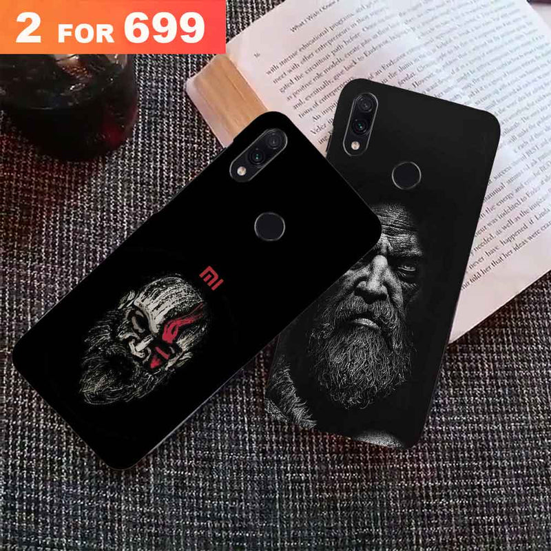 Combo Offer On Black And White Beard Man And Old Beard Man Pattern Mobile Case For Redmi Note 7 Pro ( Pack Of 2 )