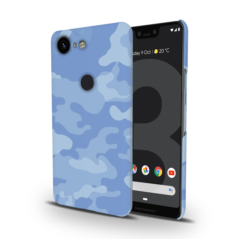 Blue and White Camouflage Printed Slim Cases and Cover for Pixel 3