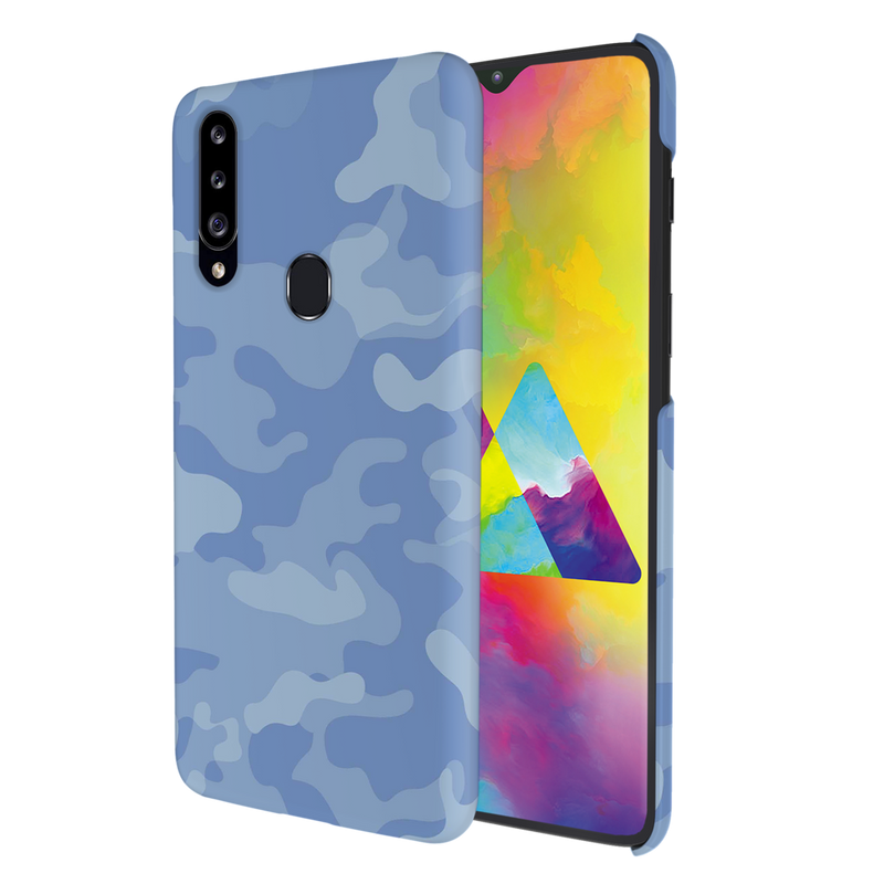 Blue and White Camouflage Printed Slim Cases and Cover for Galaxy A20S