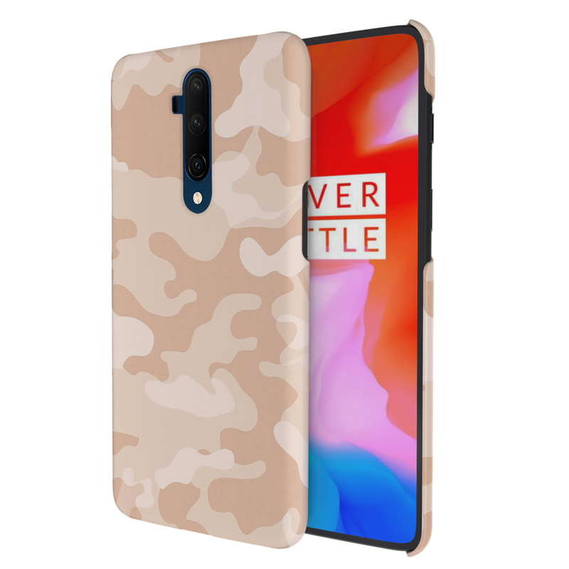 Cream and White Camouflage Printed Slim Cases and Cover for OnePlus 7T Pro