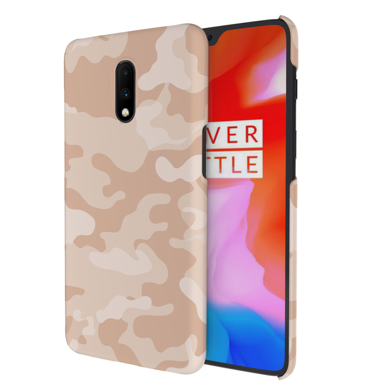 Cream and White Camouflage Printed Slim Cases and Cover for OnePlus 7