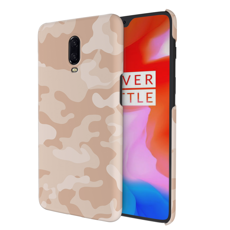 Cream and White Camouflage Printed Slim Cases and Cover for OnePlus 6T