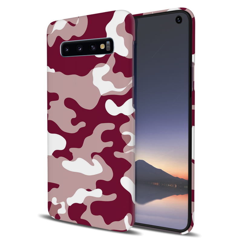 Maroon and White Camouflage Printed Slim Cases and Cover for Galaxy S10 Plus