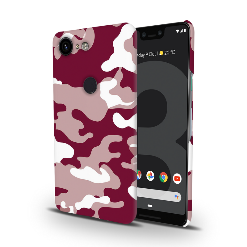 Maroon and White Camouflage Printed Slim Cases and Cover for Pixel 3 XL