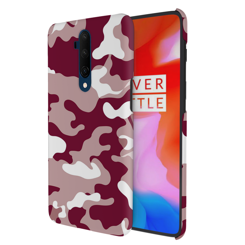 Maroon and White Camouflage Printed Slim Cases and Cover for OnePlus 7T Pro