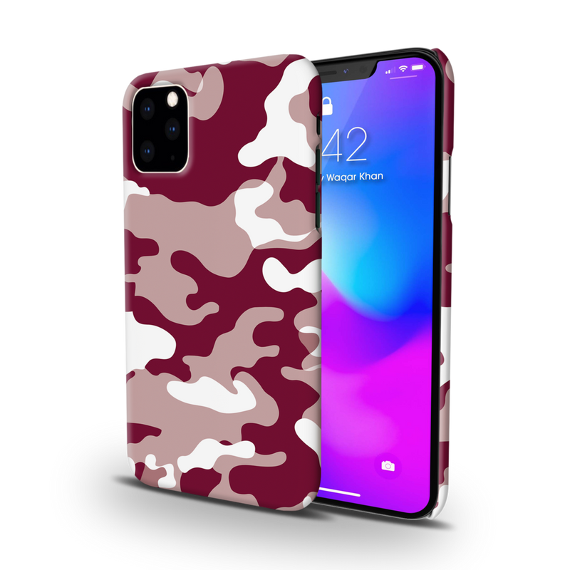 Maroon and White Camouflage Printed Slim Cases and Cover for iPhone 11 Pro Max