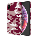 Maroon and White Camouflage Printed Slim Cases and Cover for iPhone XS Max