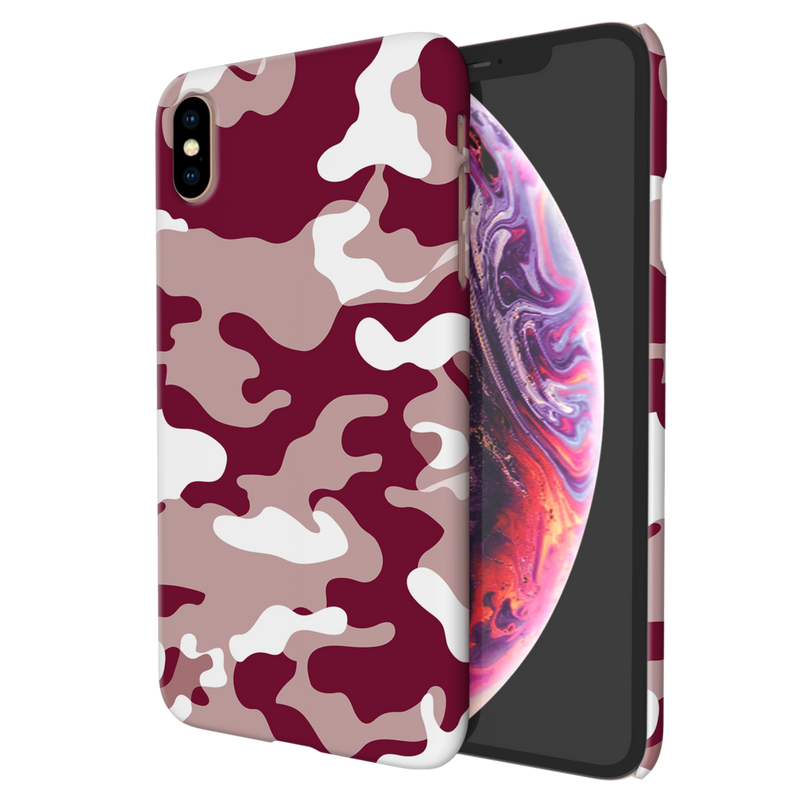 Maroon and White Camouflage Printed Slim Cases and Cover for iPhone XS Max