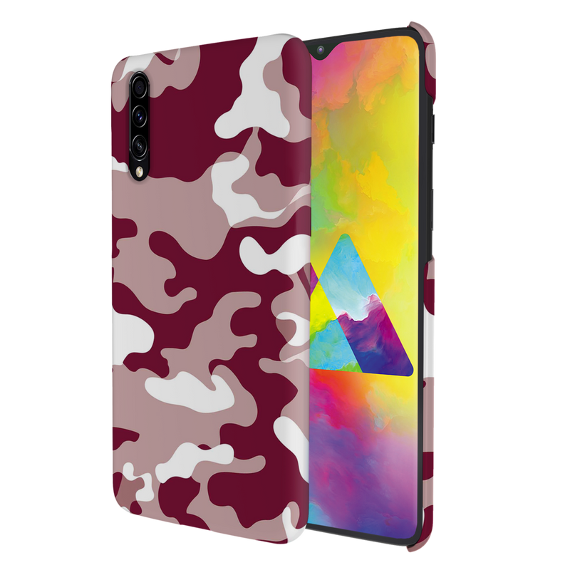 Maroon and White Camouflage Printed Slim Cases and Cover for Galaxy A50S