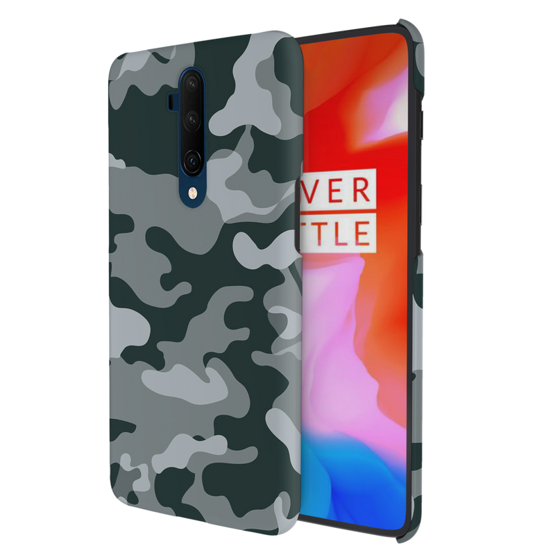 Olive Green and White Camouflage Printed Slim Cases and Cover for OnePlus 7T Pro