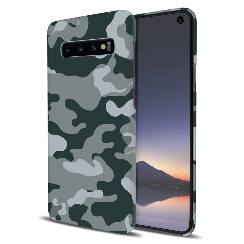 Olive Green and White Camouflage Printed Slim Cases and Cover for Galaxy S10