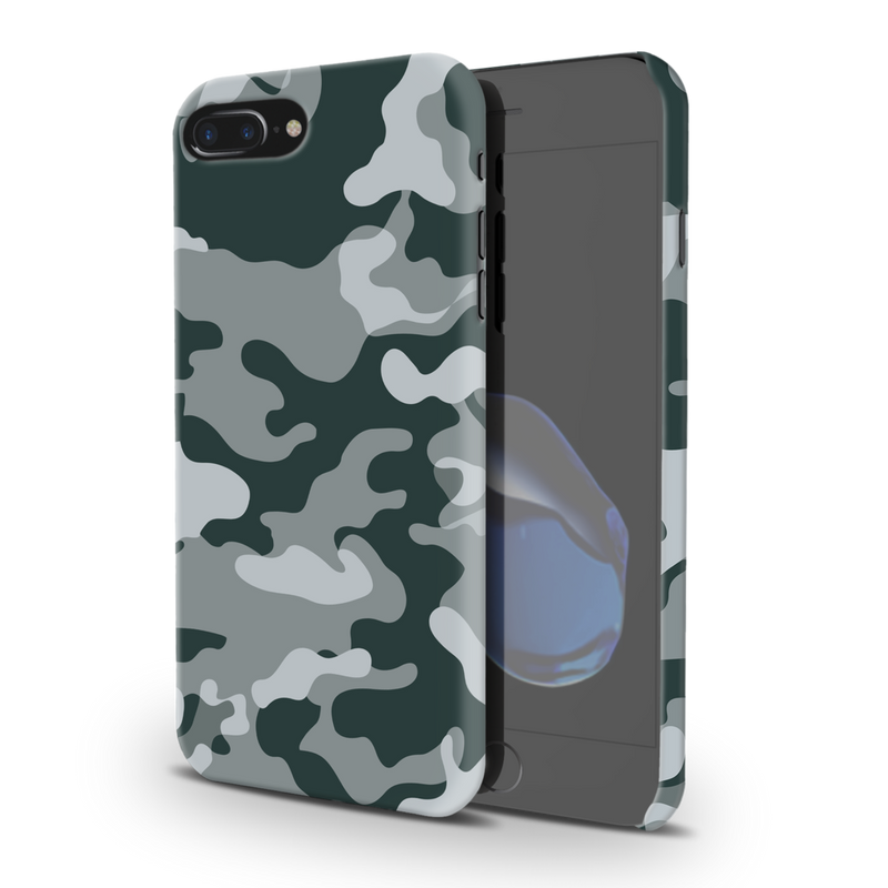 Olive Green and White Camouflage Printed Slim Cases and Cover for iPhone 7 Plus