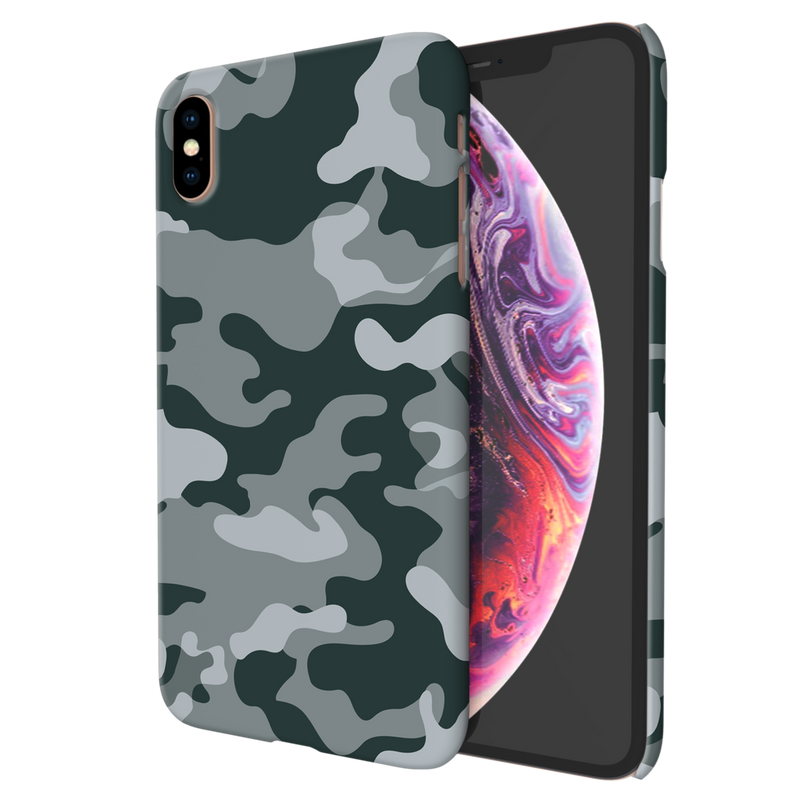 Olive Green and White Camouflage Printed Slim Cases and Cover for iPhone XS Max