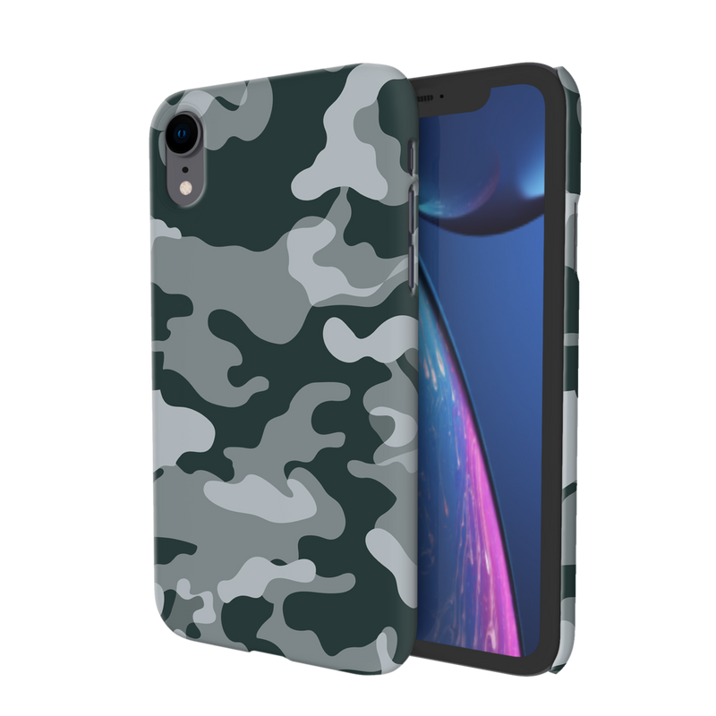 Olive Green and White Camouflage Printed Slim Cases and Cover for iPhone XR