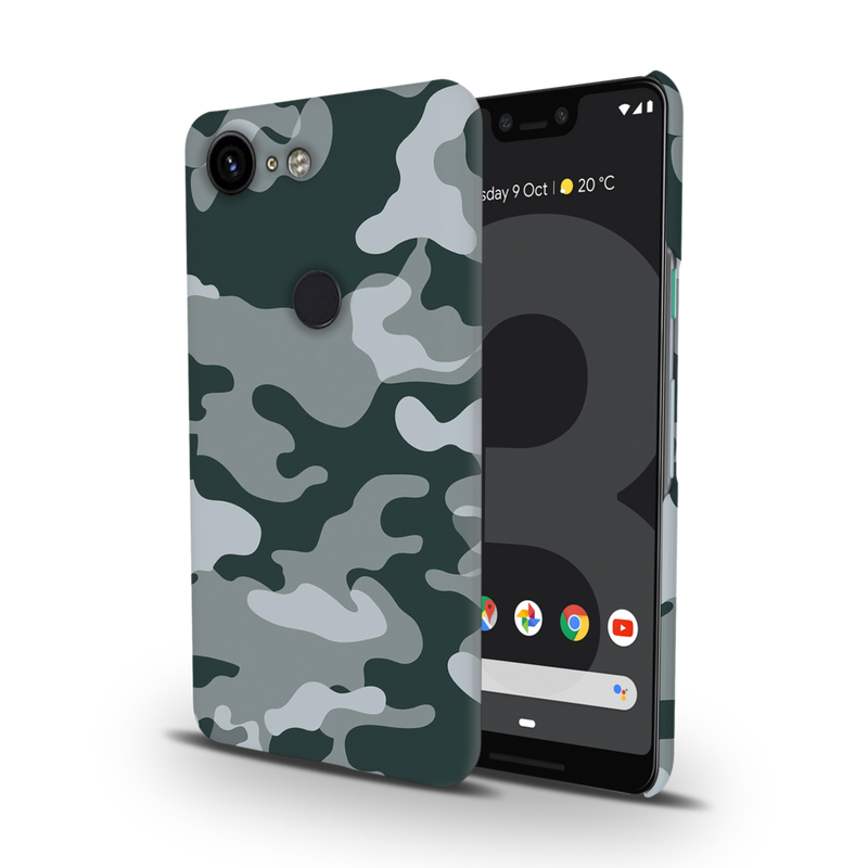 Olive Green and White Camouflage Printed Slim Cases and Cover for Pixel 3 XL