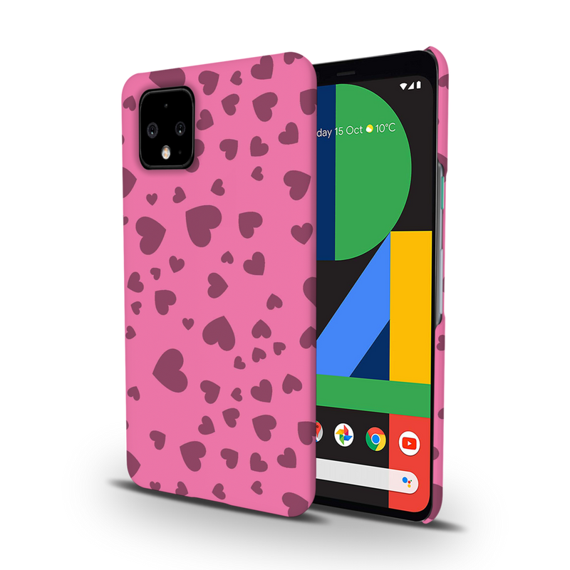 Pink Hearts Printed Slim Cases and Cover for Pixel 4