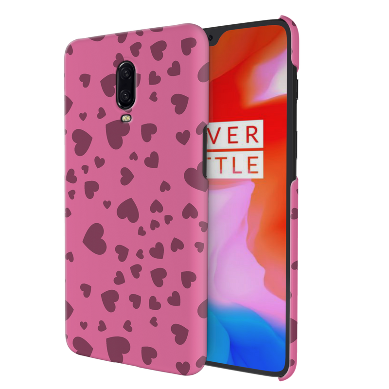 Pink Hearts Printed Slim Cases and Cover for OnePlus 6T