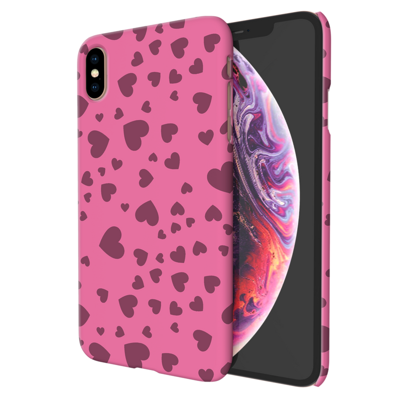 Pink Hearts Printed Slim Cases and Cover for iPhone XS Max