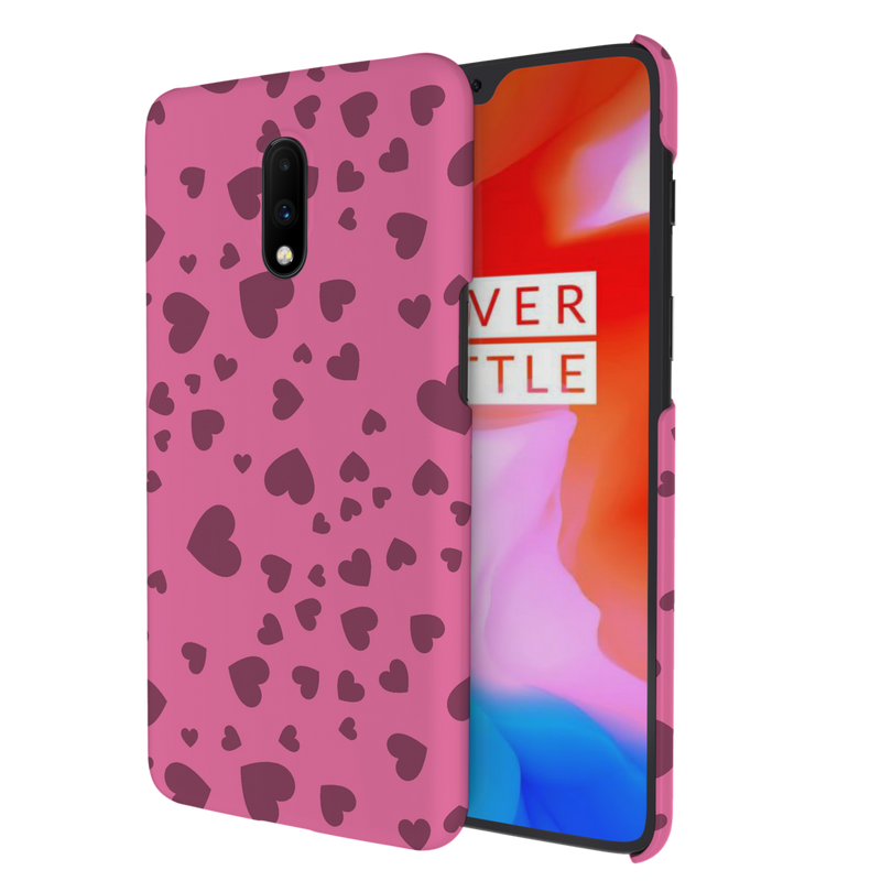 Pink Hearts Printed Slim Cases and Cover for OnePlus 7