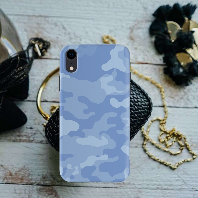 Blue and White Camouflage Printed Slim Cases and Cover for iPhone XR