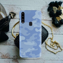 Blue and White Camouflage Printed Slim Cases and Cover for Galaxy A20S