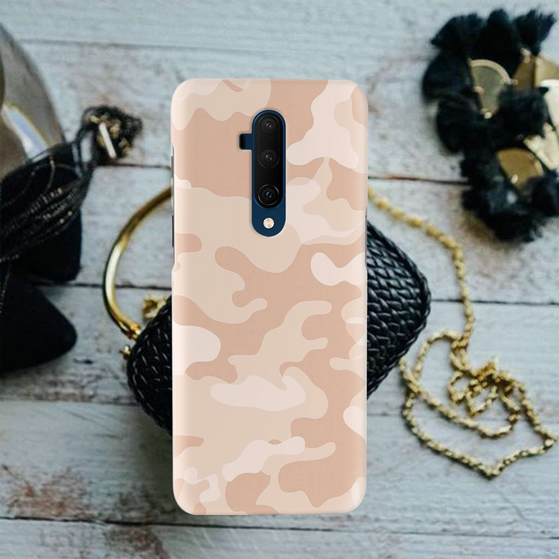 Cream and White Camouflage Printed Slim Cases and Cover for OnePlus 7T Pro