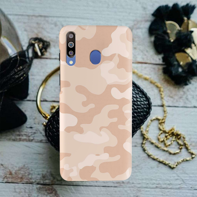 Cream and White Camouflage Printed Slim Cases and Cover for Galaxy M30