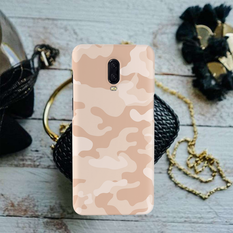 Cream and White Camouflage Printed Slim Cases and Cover for OnePlus 6T