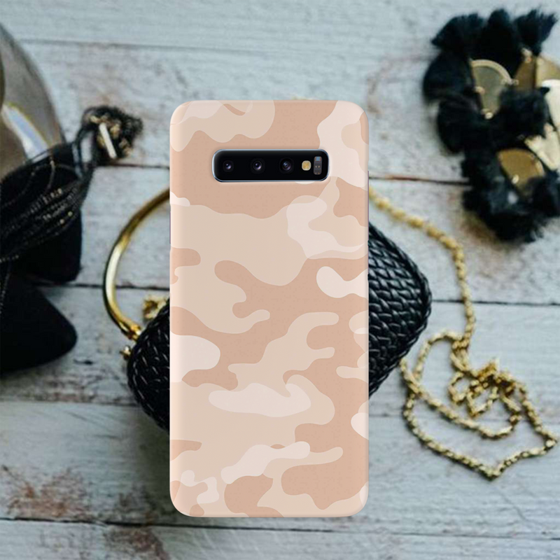 Cream and White Camouflage Printed Slim Cases and Cover for Galaxy S10