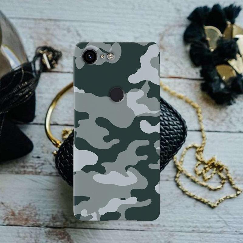 Olive Green and White Camouflage Printed Slim Cases and Cover for Pixel 3 XL