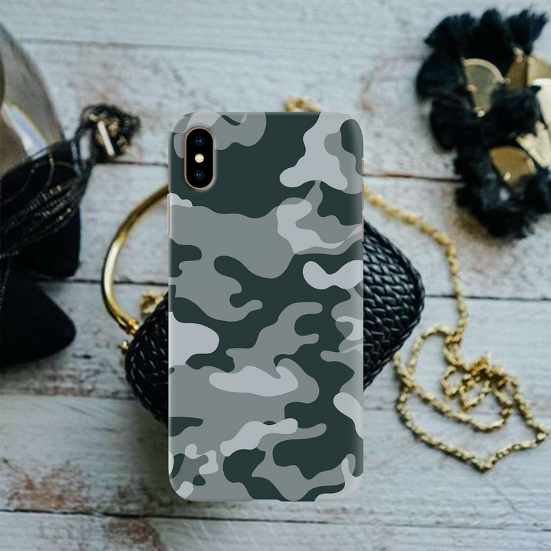 Olive Green and White Camouflage Printed Slim Cases and Cover for iPhone XS Max